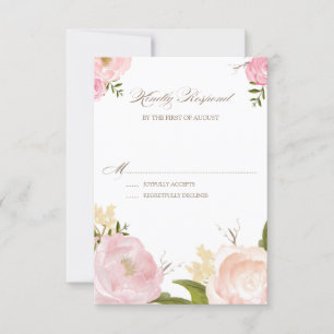 Romantische Aquarellfarben-Blume Hochzeit der RSVP Karte
