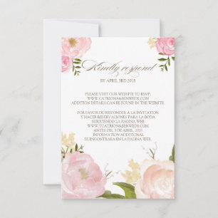Romantische Aquarellfarben-Blume Hochzeit der RSVP Karte