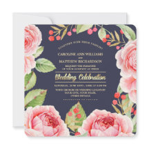 Romantische Aquarellfarben-Blume Hochzeit von Navy