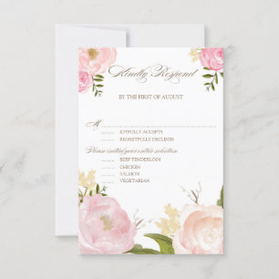 Romantische Aquarellfarben-Blume Hochzeit von RSVP Karte