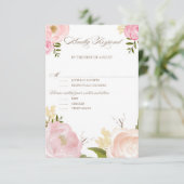 Romantische Aquarellfarben-Blume Hochzeitsfeier RSVP Karte (Stehend Vorderseite)
