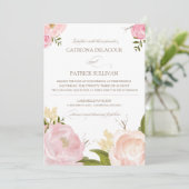 Romantische Aquarellfarben-Blume Hochzeitsfeiern Einladung (Stehend Vorderseite)