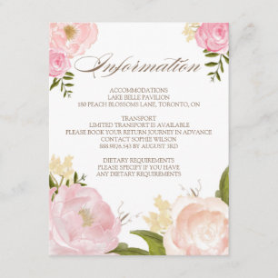 Romantische Aquarellfarben-Blume Hochzeitsinformat Begleitkarte