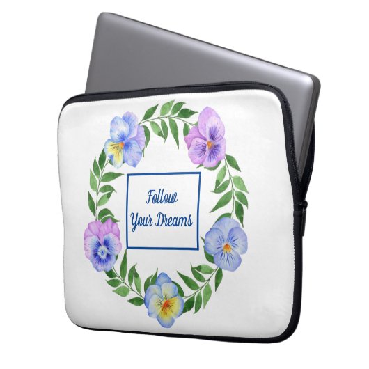 Romantische Aquarellfarben: Blume im Traum Laptopschutzhülle (Vorderseite Links)