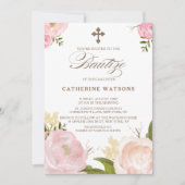 Romantische Aquarellfarben Blume & Kreuzbauten Einladung (Vorderseite)