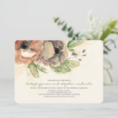 Romantische Aquarellfarben Blume Rustikale Hochzei Einladung (Stehend Vorderseite)