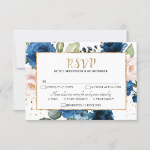 Romantische Aquarellfarben Blütenblütenblume Rose RSVP Karte