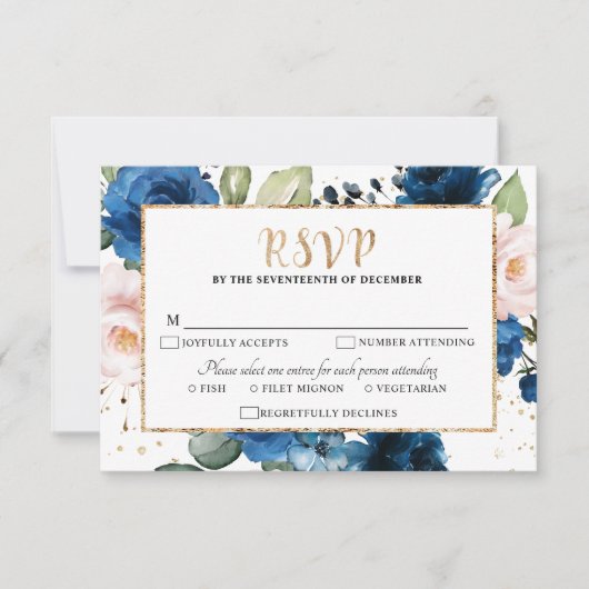 Romantische Aquarellfarben Blütenblütenblume Rose RSVP Karte (Vorderseite)