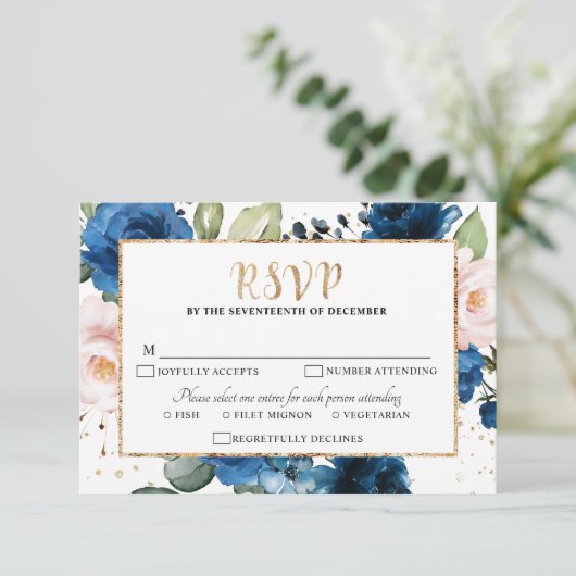 Romantische Aquarellfarben Blütenblütenblume Rose RSVP Karte (Stehend Vorderseite)