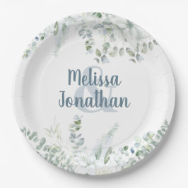 Romantische Aquarellfarben Blütenweiße Blume Hochz Pappteller