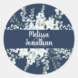 Romantische Aquarellfarben Blütenweiße Blume Hochz Runder Aufkleber