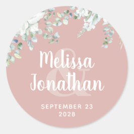 Romantische Aquarellfarben Blütenweiße Blume Hochz Runder Aufkleber