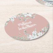 Romantische Aquarellfarben Blütenweiße Blume Hochz Runder Pappuntersetzer (Angewinkelt)