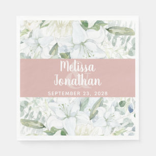 Romantische Aquarellfarben Blütenweiße Blume Hochz Serviette