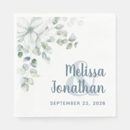 Romantische Aquarellfarben Blütenweiße Blume Hochz Serviette