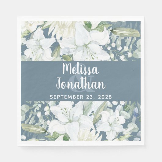 Romantische Aquarellfarben Blütenweiße Blume Hochz Serviette (Vorderseite)