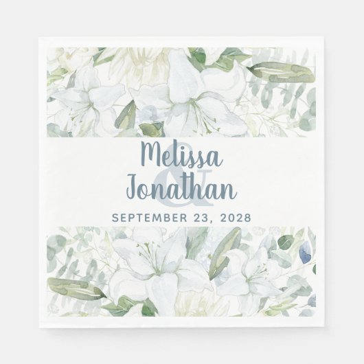 Romantische Aquarellfarben Blütenweiße Blume Hochz Serviette (Vorderseite)