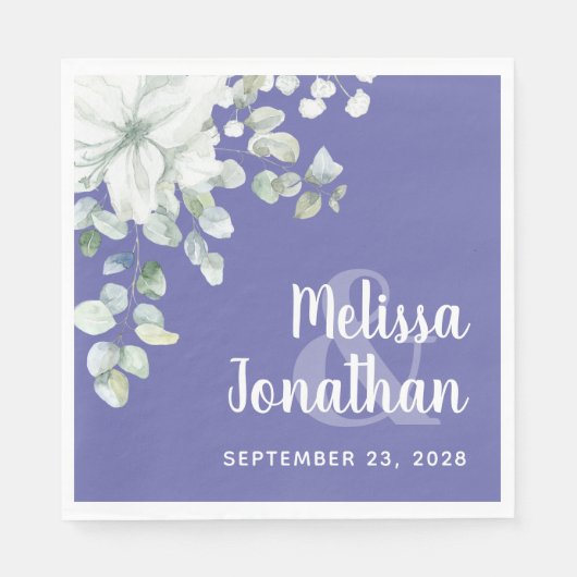 Romantische Aquarellfarben Blütenweiße Blume Hochz Serviette (Vorderseite)
