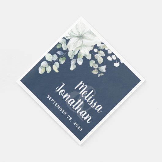 Romantische Aquarellfarben Blütenweiße Blume Hochz Serviette (Ecke)