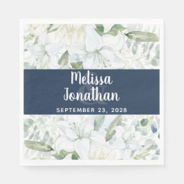 Romantische Aquarellfarben Blütenweiße Blume Hochz Serviette