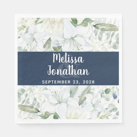 Romantische Aquarellfarben Blütenweiße Blume Hochz Serviette (Vorderseite)