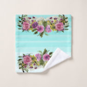 Romantische, Aquarellfarben, gestrichen Badhandtuch Set (Waschlappen)