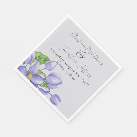 Romantische Aquarellfarben Lilac-Blume Lila Serviette (Ecke)