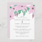 Romantische Aquarellfarben Pink Clematis Blumendes Einladung (Vorne/Hinten)