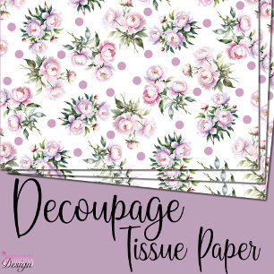 Romantische Aquarellfarben Pink Peonies Punktmuste Seidenpapier