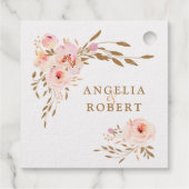 Romantische Aquarellfarben Rosa Blush Gold Rose Geschenkanhänger (Rückseite)
