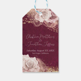 Romantische Aquarellfarben-Rose auf Burgunder Hoch Geschenkanhänger