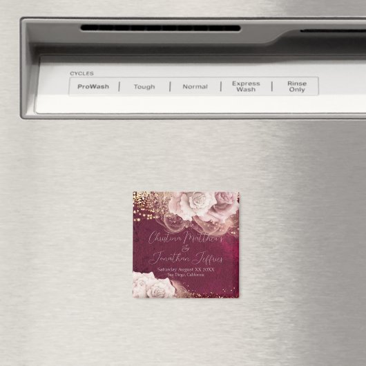 Romantische Aquarellfarben-Rose auf Burgunder Hoch Magnet (In Situ (Geschirrspüler))