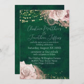 Romantische Aquarellfarben-Rose auf der Grünen Hoc Einladung (Vorne/Hinten)