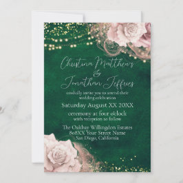 Romantische Aquarellfarben-Rose auf der Grünen Hoc Einladung