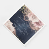 Romantische Aquarellfarben-Rose auf Moody Blue Wed Serviette (Ecke)
