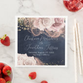 Romantische Aquarellfarben-Rose auf Moody Blue Wed Serviette (Beispiel)