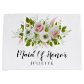 Romantische Aquarellfarben Rose Blumenkohle Trauze Große Geschenktüte (Vorderseite)