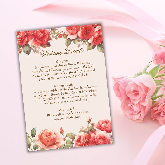 Romantische Aquarellfarben-Rose Blumenzettel Begleitkarte