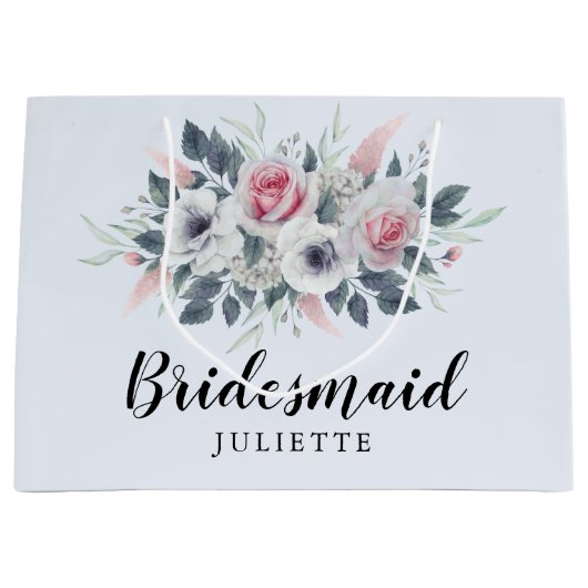 Romantische Aquarellfarben Rose Blumenzwiebelmädch Große Geschenktüte (Vorderseite)