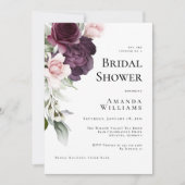 Romantische Aquarellfarben Rose Botanisches Brautp Einladung (Vorderseite)