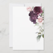 Romantische Aquarellfarben Rose Botanisches Brautp Einladung (Rückseite)