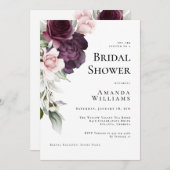 Romantische Aquarellfarben Rose Botanisches Brautp Einladung (Vorne/Hinten)