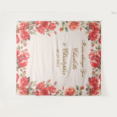 Romantische Aquarellfarben-Rose im Hintergrund des Wandteppich (Vorderseite (Horizontal))