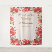 Romantische Aquarellfarben-Rose im Hintergrund des Wandteppich (Vorderseite)