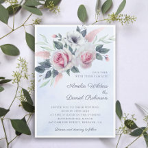 Romantische Aquarellfarben Rose Light Blue Wedding