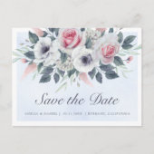 Romantische Aquarellfarben - Rose Save the Date he Ankündigungspostkarte (Vorderseite)