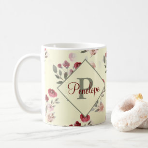 Romantische Aquarellfarben-Rose Vintages Muster Mo Kaffeetasse