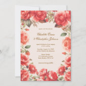 Romantische Aquarellfarben-Rote Rosen Blumenhochze Einladung (Vorderseite)