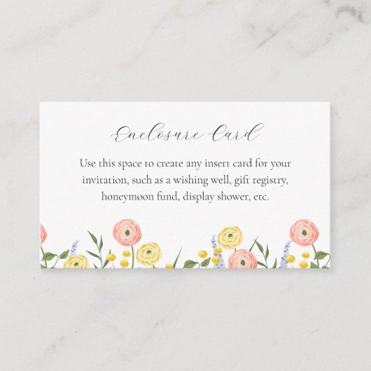 Romantische Aquarellfarbenflorenkarte Begleitkarte (Vorderseite)