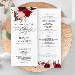 Romantische Aquarellfärbung Burgund Floral Program